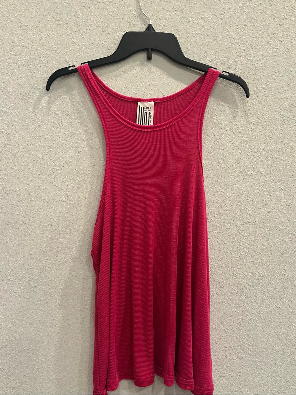 Free People Pink Ribbed Racerback Tank Boho Medium